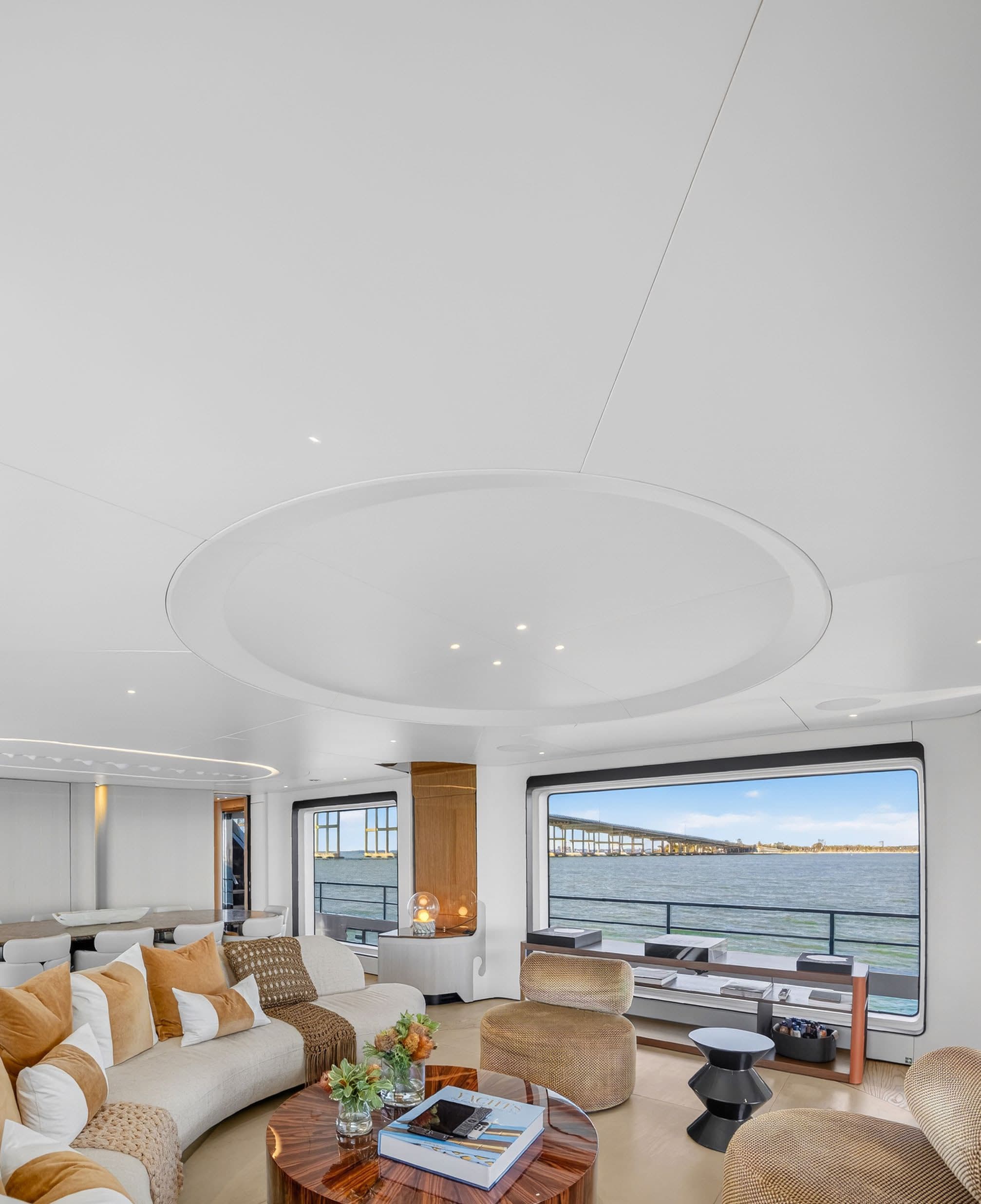 The bright saloon of a yacht